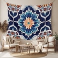 thumbnail image 2 of Orange Blue Small Tapestry for Bedroom Wall Hanging Tapestry,Morocco Boho Abstract Floral Ethnic Tribal Ceiling Backdrop Tapestries Poster Blanket Wall Decor for Teens Room Living Room Dorm 23" x 28", 2 of 8