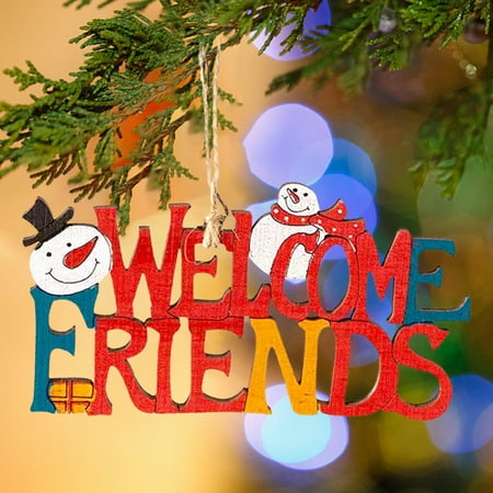

Ayyufe Christmas Letter Pendant Smooth Lovely Alphabet Design Openwork Christmas Tree Snowman Hanging for Festival