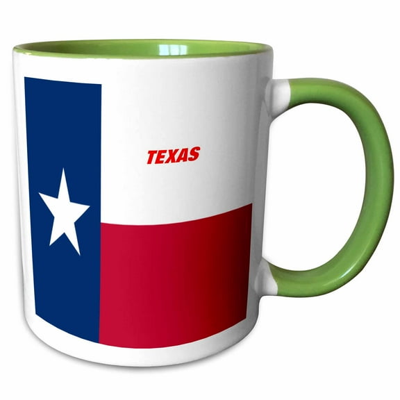3drose, State Flag of Texas, 11oz Two-tone Green Mug