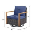 thumbnail image 3 of POCASSY Patio Swivel Chairs Set of 2, Outdoor Rocking Chairs with Wood Grain Finish Square Armrest All Weather Wicker Glider Rocking Patio Chairs for Porch Deck Balcony, Brown/Blue, 3 of 7