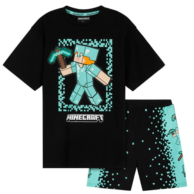 Conjunto de pijama de Minecraft para niños, pantalones cortos de algodón, 7 a 8 años