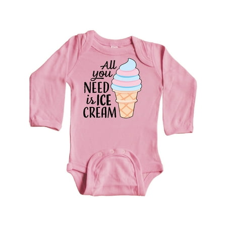 

Inktastic All You Need is Ice Cream with Ice Cream Cone Gift Baby Boy or Baby Girl Long Sleeve Bodysuit