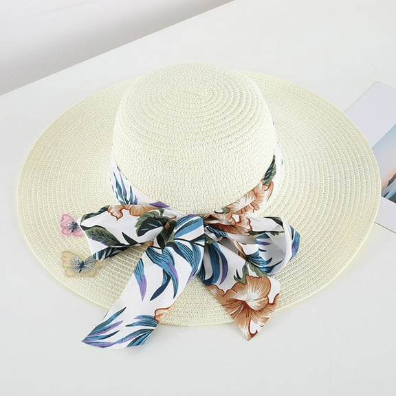 Baberdicy Foldable UPF 50  Sun Hat - Extra Wide Brim Beach Visor, Travel Packable for Women, White M