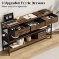 thumbnail image 6 of Aufeile 55" Console Table for Entryway, Fabric Sofa Table with 3 Drawers, Outlet and Open Shelves, Entryway Table for Couch, Hallway, Foyer, Living Room, Brown, 6 of 7