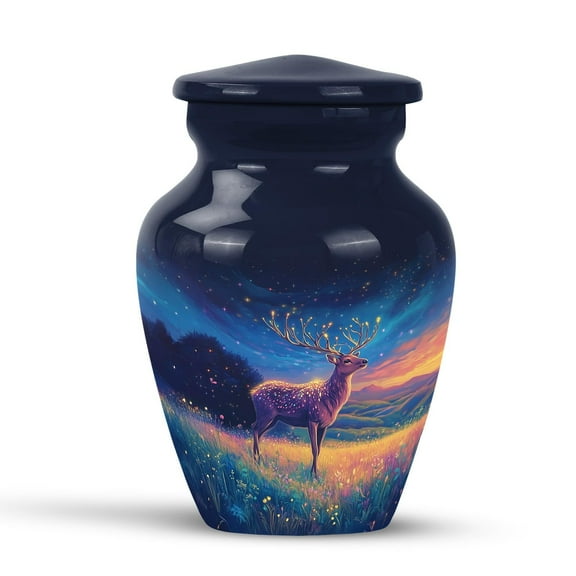 KARYLIZ Deer Urns for Human Ashes Adult Man - Urn for Cremation - Blue Human Ashes Memorial Ash Holder Urns for Adult Female Mom - Funeral Urn for Women & Men