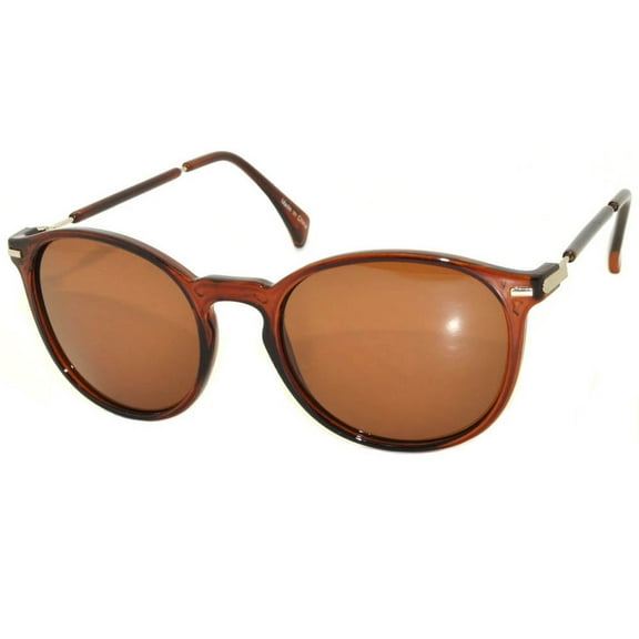 Round Panto Retro Sunglasses - Brown Frame / Brown Lens