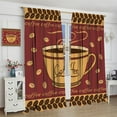 thumbnail image 4 of Vintage Cartoon Coffee Curtains, Rustic Watercolor Coffee Shop Theme Farmhouse Print for Room Window Decor, Rod Pocket Blackout Drapes for Living Room Bedroom Kitchen 2 Panel Set 21"W X 54"L, 4 of 6
