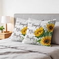 thumbnail image 6 of 24x24 Pillow Covers Set of 2, Yellow Sunflowers Square Throw Pillow Covers for Couch/Sofa/Living Room, Farmhouse Floral Rustic Botanical Grey Wood Decorative Soft Pillowcases for Couch Throw Pillows, 6 of 9