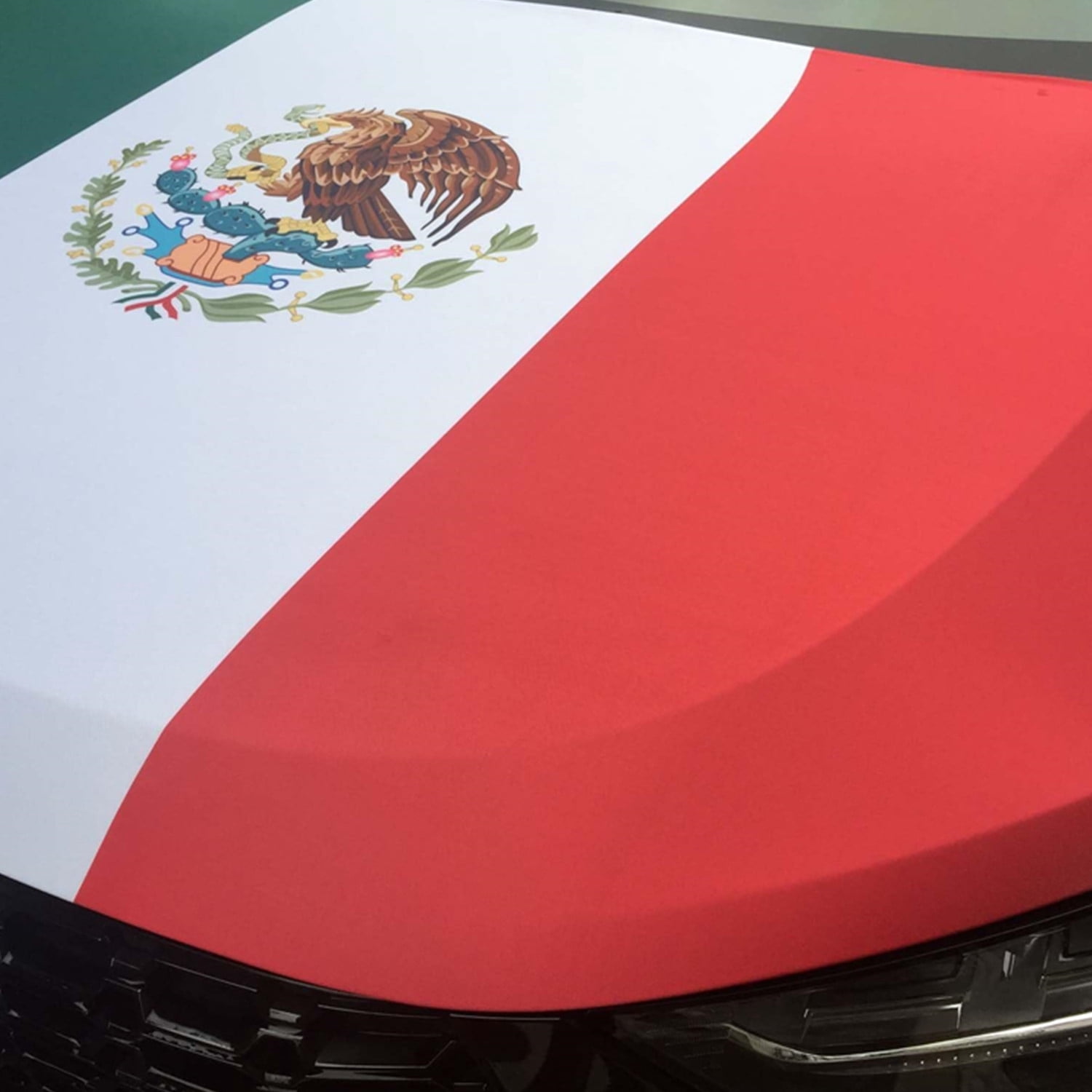 Mexico Flag Car Hood Cover Universal Size Elastic Polyester Patriot MX 4x5 ft