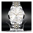 thumbnail image 3 of Reloj pulsera Olevs 9931 con correa de acero inoxidable color plateado/dorado - fondo blanco - bisel plateado, 3 of 4