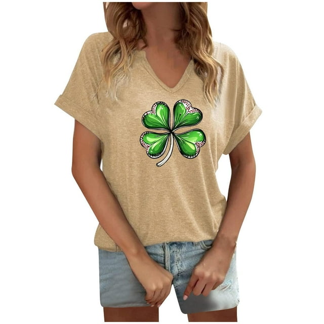 Tops Cortos para las Mujeres San Pablo's Día Impreso Cuello en V Envuelto Casual Top, Ligero para Todas las Estaciones Hogar Y Uso Diario