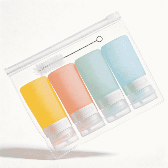 Micebay Condiment Squeeze Bottles for Sauces, 2 oz Mini Silicone Dressing Containers with Reusable Bag for Meal Prep and Bento Boxes, 4 Pack, Candies
