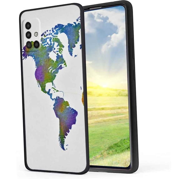 Compatible with Samsung Galaxy A51 4G Phone Case, World-Map-118-jpg-4-3 Case Men Women, Flexible Silicone Shockproof Case for Samsung Galaxy A51 4G