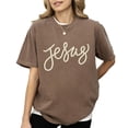 thumbnail image 4 of Jesus Shirt for Women - Pearl Script Christian Faith Graphic Tee Espresso Shirt Adult Large, 4 of 7