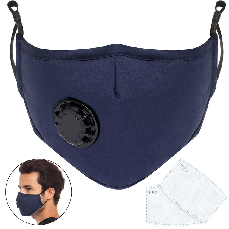 マスク ERMANNO SCERVINO Washable and reusable yarn mask PM 2.5 Mask, Blue - Reusable, Washable Cotton Face Mask - 4