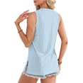 thumbnail image 5 of Women's Fashion Round Neck Sleeveless Slit Tank Top, Solid Color Casual Top for Stylish Summer Outfits,Sky Blue,S, 5 of 7