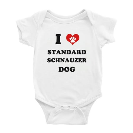 

I Heart Standard Schnauzer Dog Funny Baby Bodysuits Unisex (White 0-3 Months)