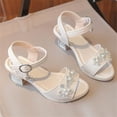 thumbnail image 4 of breaise Girls Sandals Kids Heels Open Toe Ankle Strap Dress Shoes Flower Wedding Party Pumps, 4 of 10