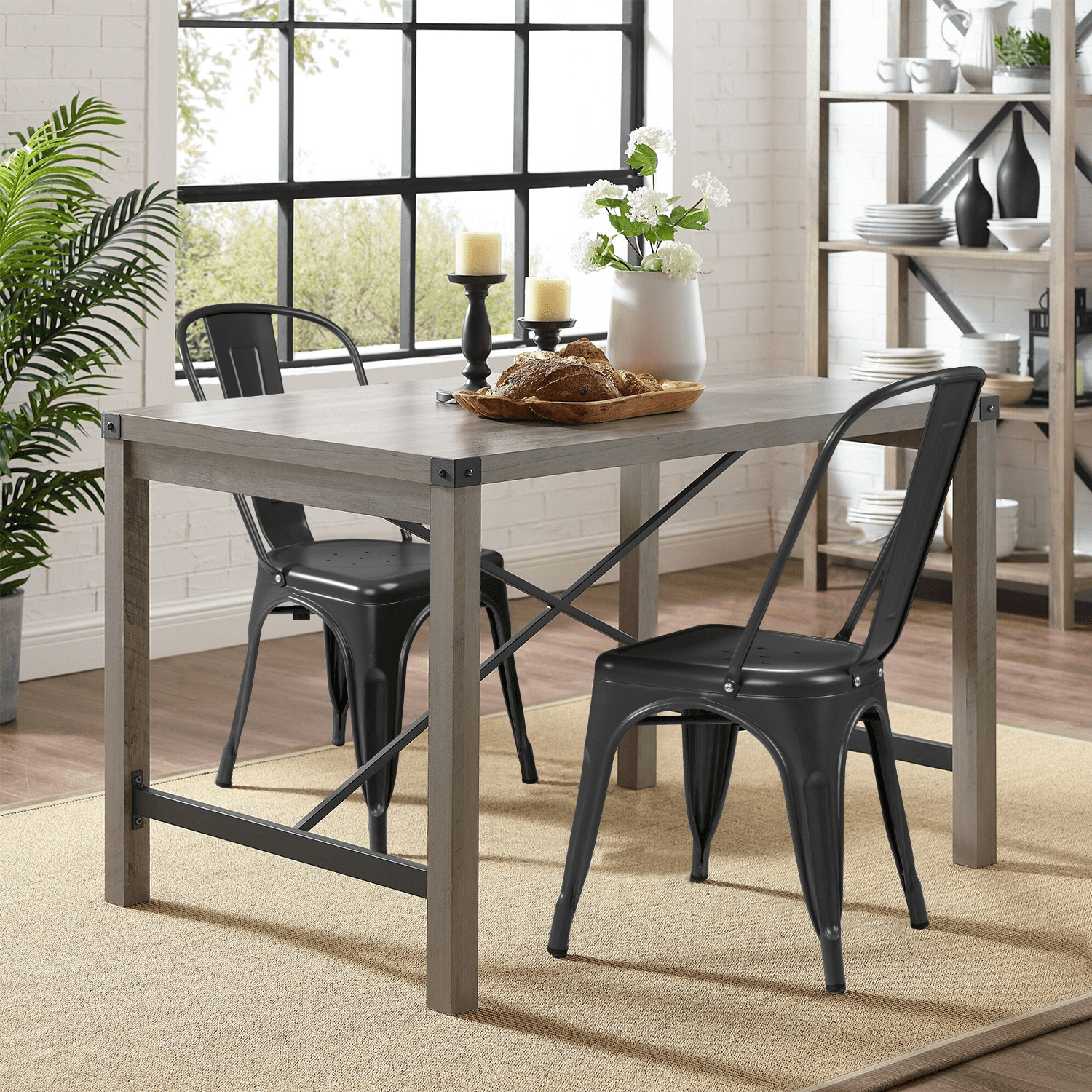 Vineego Steel Metal Outdoor Dining Chairs -Set of 4, Black