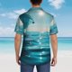 thumbnail image 4 of Fotbe Turquoise Ocean Reflection Camisa Hawaiana para Hombre Unisex – Camisa Casual de Verano con Botones de Manga Corta de Algodón y Lino,3X-Large, 4 of 7