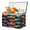 Color 1, variant on Jiaoprinted Pet Cat Paw Prints Large Toy Storage Box with Lid and Divider, Colorful Paw Prints Foldable Toy Storage Organizer, Stackable Storage Container Home Organization, 85L