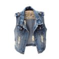 thumbnail image 1 of Sonducket Chaleco de mezclilla con cuello vuelto para hombre y mujer para banquete de otoño, chaqueta sin mangas con botones para adultos que Camisetas sin mangas Azul 5XL, 1 of 6