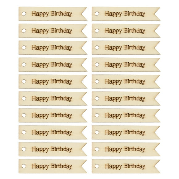 FRCOLOR Wooden Chip 60pcs Happy Birthday Letter Printing Wooden Hanging Tag Craft Ornament Decoration Wooden Cutouts DIY Accessories Pendant Decorative Props,2.56"X0.47"X0.08"