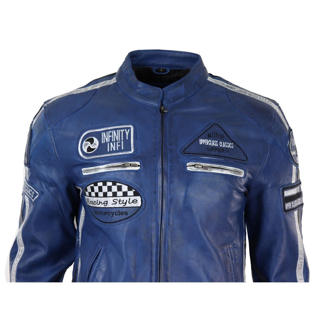 Men's Zipped Biker Leather Jacket | Infinity - Walmart.com