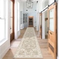 thumbnail image 4 of Washable Runner Rug, 2'3" x 14' Non-Slip Boho Vintage Hallway Rug Runner with Rubber Backing, Stain Resistant Low Pile Distressed Carpet Runner for Bedroom, Kitchen, Laundry, Entrance, 4 of 6
