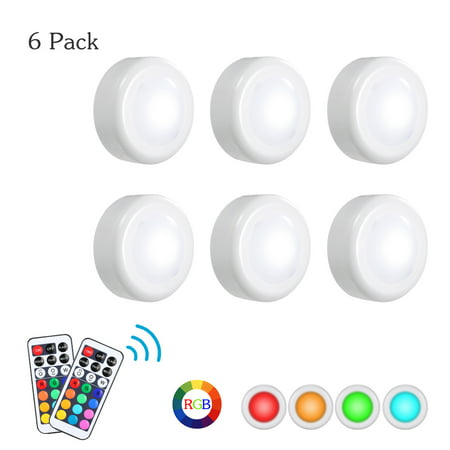 Tomshine DC5V 0.25W RGB LED Cabinet Light Puck Lamp 3 * AAA Battery Powered Operated 6 Pack with 2 Remote Control Controller 10 Levels Adjustable Brightness Dimmable 13 Colors Changing Flash/ (Best Battery Powered Strobes)