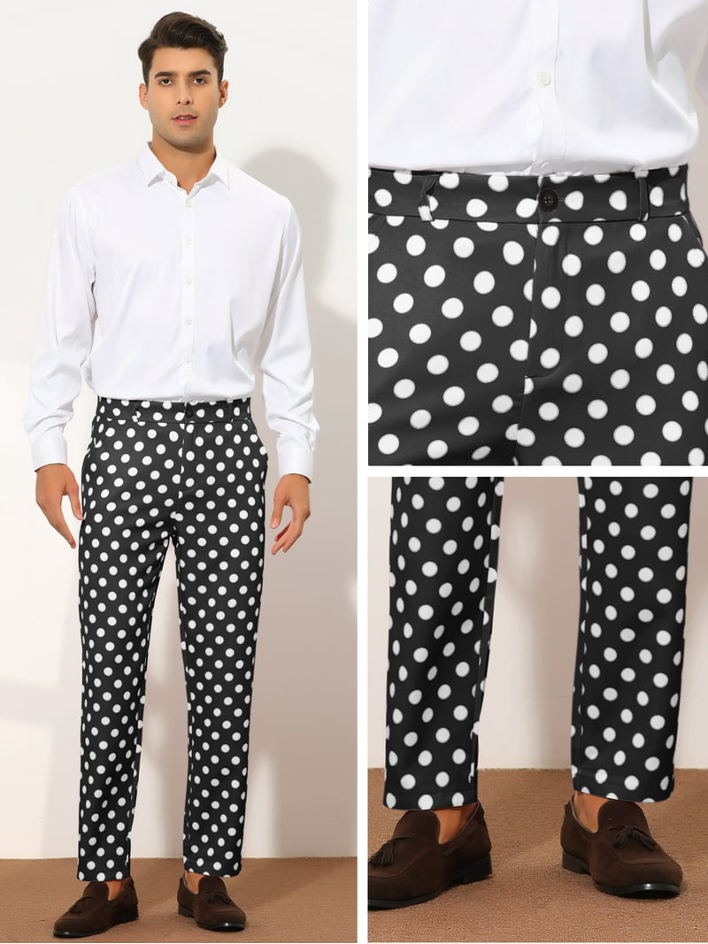 Bargains men's Polka Dot Dress Pants - Stylish Front Trousers