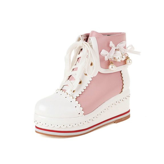 asdoklhq Cowboy Boots for Women,Women's Autumn and Winter Sweet All-Match Cute Boots Platform Shoes Short Boots