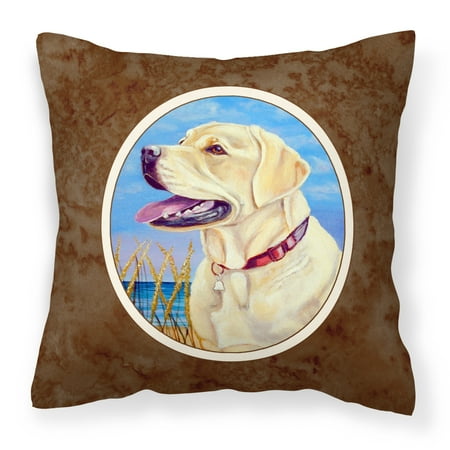 Yellow Labrador at the Beach Fabric Decorative Pillow 7158PW1414 - Walmart.com