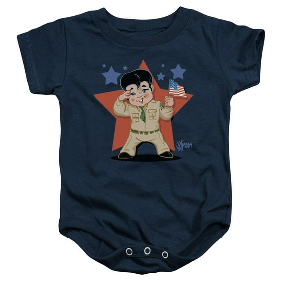 Trevco ELV675-SS-1 Elvis Presley & Lil GI Infant Snapsuit, Navy - Small - 6 Months
