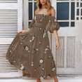 thumbnail image 2 of Womens Dress Slimming off Shoulder Backless Puff Sleeve Tiered Midi Dress Summer Beach Casual Going out Sundress, 2 of 6
