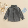 thumbnail image 2 of Veste en Denim pour Garçons à Manches Longues, Col à Revers, Fermeture à Boutons, Poches, Chemises en Denim, 2 of 6