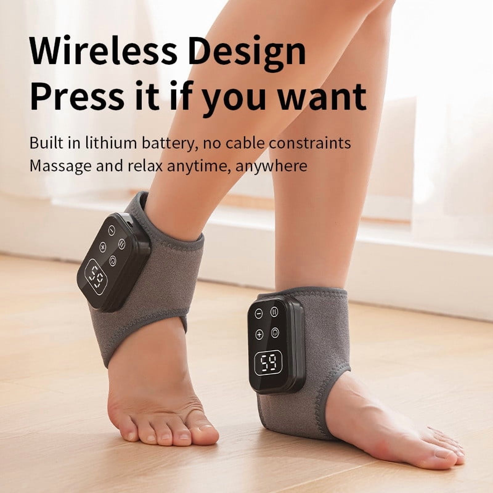 Foot Advanced Renew Triple Method Massager with 5 Vibration Modes and 6 Heat Levels，Suitable for Travel & Home Use Gray