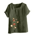 thumbnail image 4 of IROINNID Women's Summer Oversize Casual Round-Neck Minimalist Short Sleeve Flower Printing Loose Shirt Tops, 4 of 5