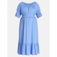 thumbnail image 5 of Terra & Sky Women’s Plus Scoop Neck Maxi Dress with Elbow Length Sleeves, Size 0X-5X, 5 of 5