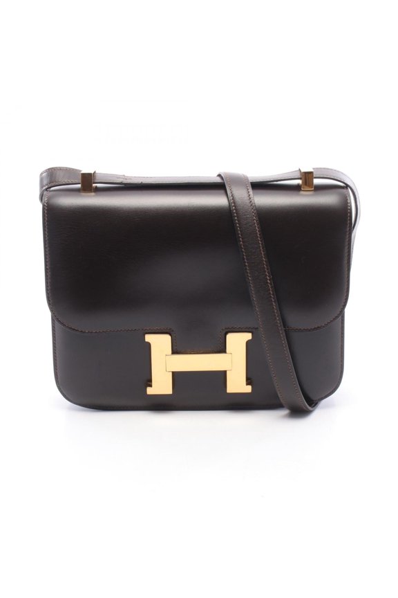 Pre-Owned Hermes Constance 23 Ebene Shoulder Bag/Handbag, Calfskin (Cowhide), Box Calf Leather,...