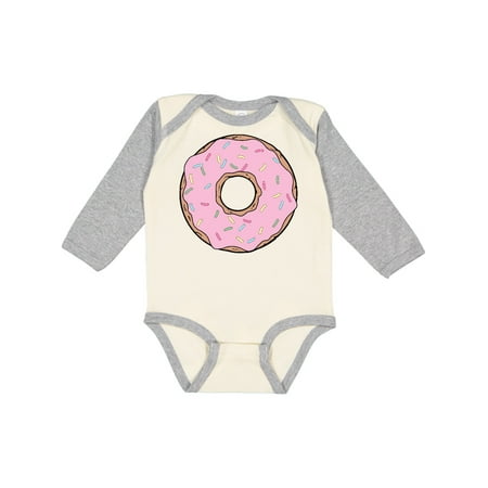 

Inktastic Pink Donut Donut With Colorful Sprinkles Frosting Gift Baby Boy or Baby Girl Long Sleeve Bodysuit