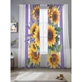 thumbnail image 2 of Sunflower Sheer Curtains 96 Inch Length 2 Panels Set, Yellow Summer Floral Purple Striped Farmhouse Voile Window Treatment Semi Sheer Long Curtains Drapes for Bedroom/Living Room/Kitchen 52"x96"x2, 2 of 7