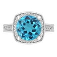 thumbnail image 2 of Dazzlingrock Collection 8mm Round Blue Topaz & White Diamond with Princess Halo Style Engagement Ring for Women (0.75 ctw, Color I-J, Clarity I2-I3) in 10K White Gold, Size 4, 2 of 4