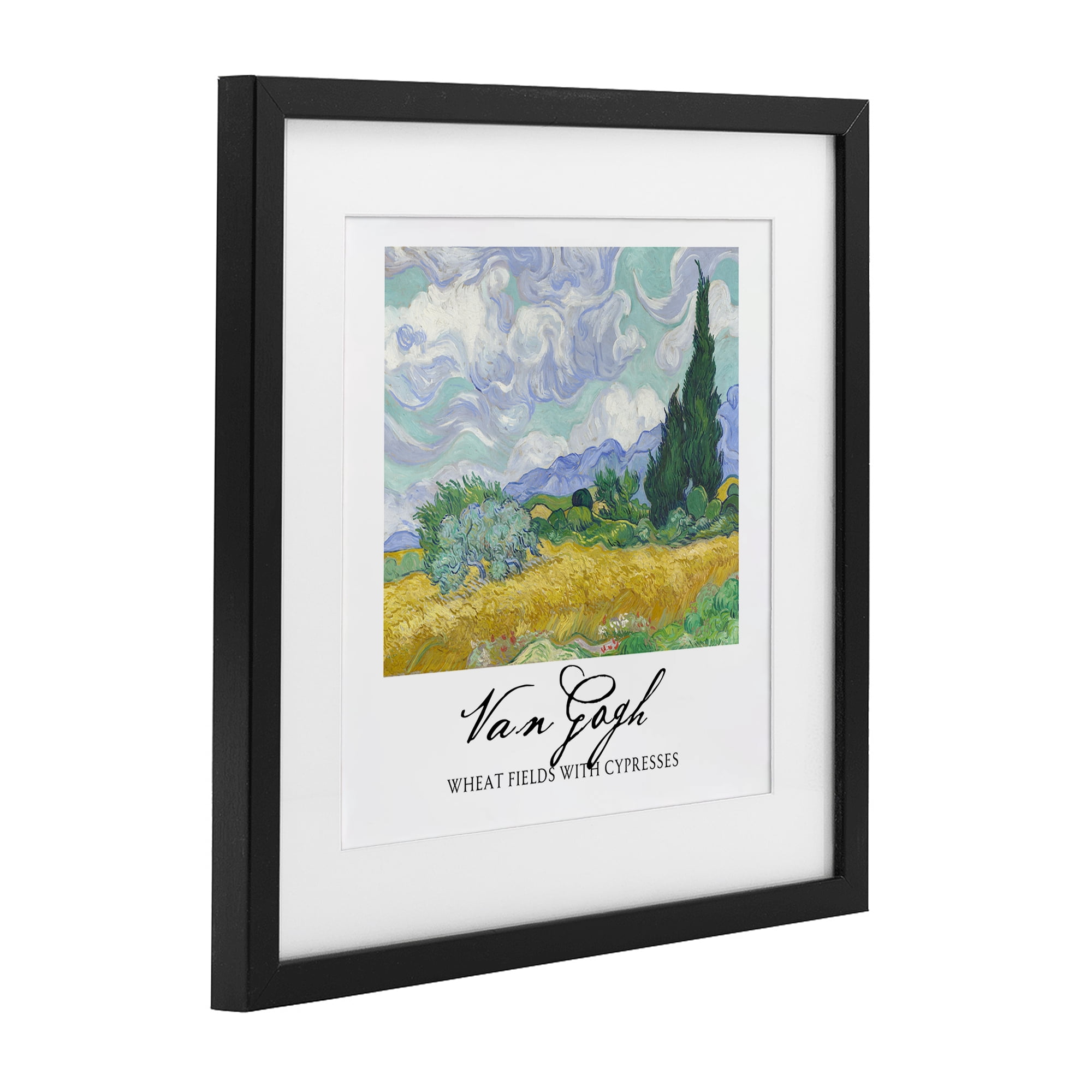 Stupell Industries Van Gogh Wheat Field with Cypresses Black Framed Print Under Glass, design by Vintage Hustle