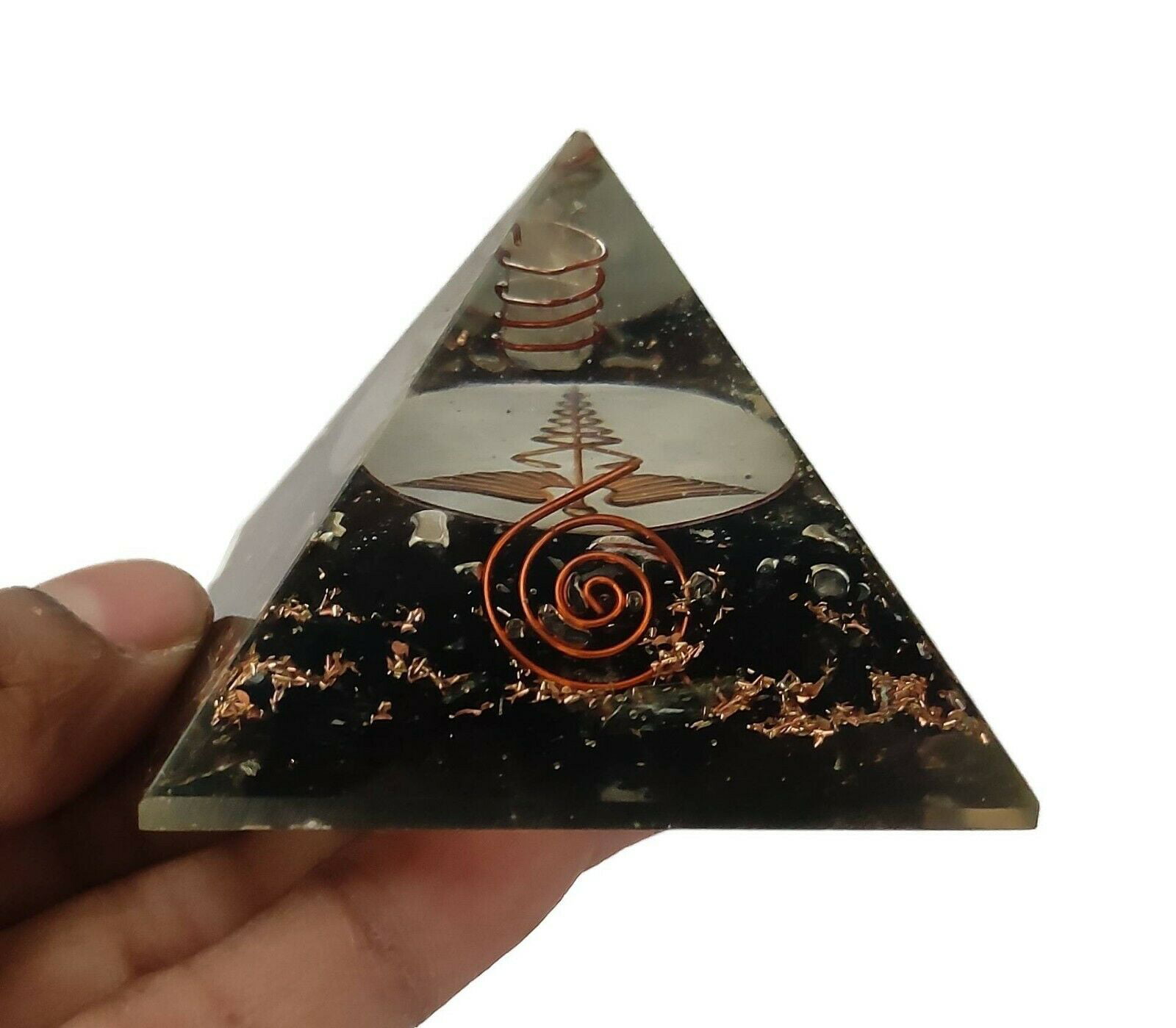 Orgone Pyramid Clear Quartz for EMF Protection Balancing Meditation Healing Chakra Crystal Therapy 