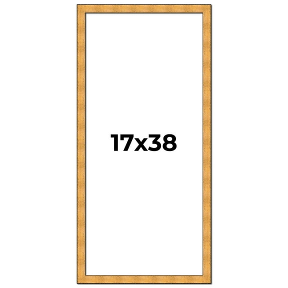 17x38 Frame Gold Rustic Solid Wood Picture Frame | 1.25 Inch Wide Moulding | Rustique Gold