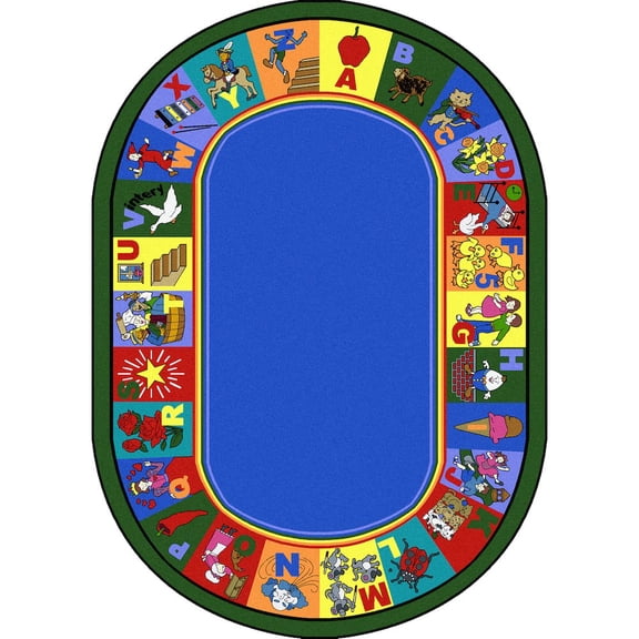 Joy Carpets Kid Essentials My Favorite Rhymes 54" x 78" Oval Indoor Area Rug in Color Multi