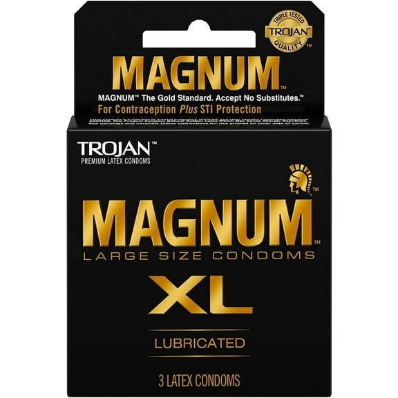 TROJAN Magnum XL, Extra Large Condoms, 3 Count (Pack of 6)