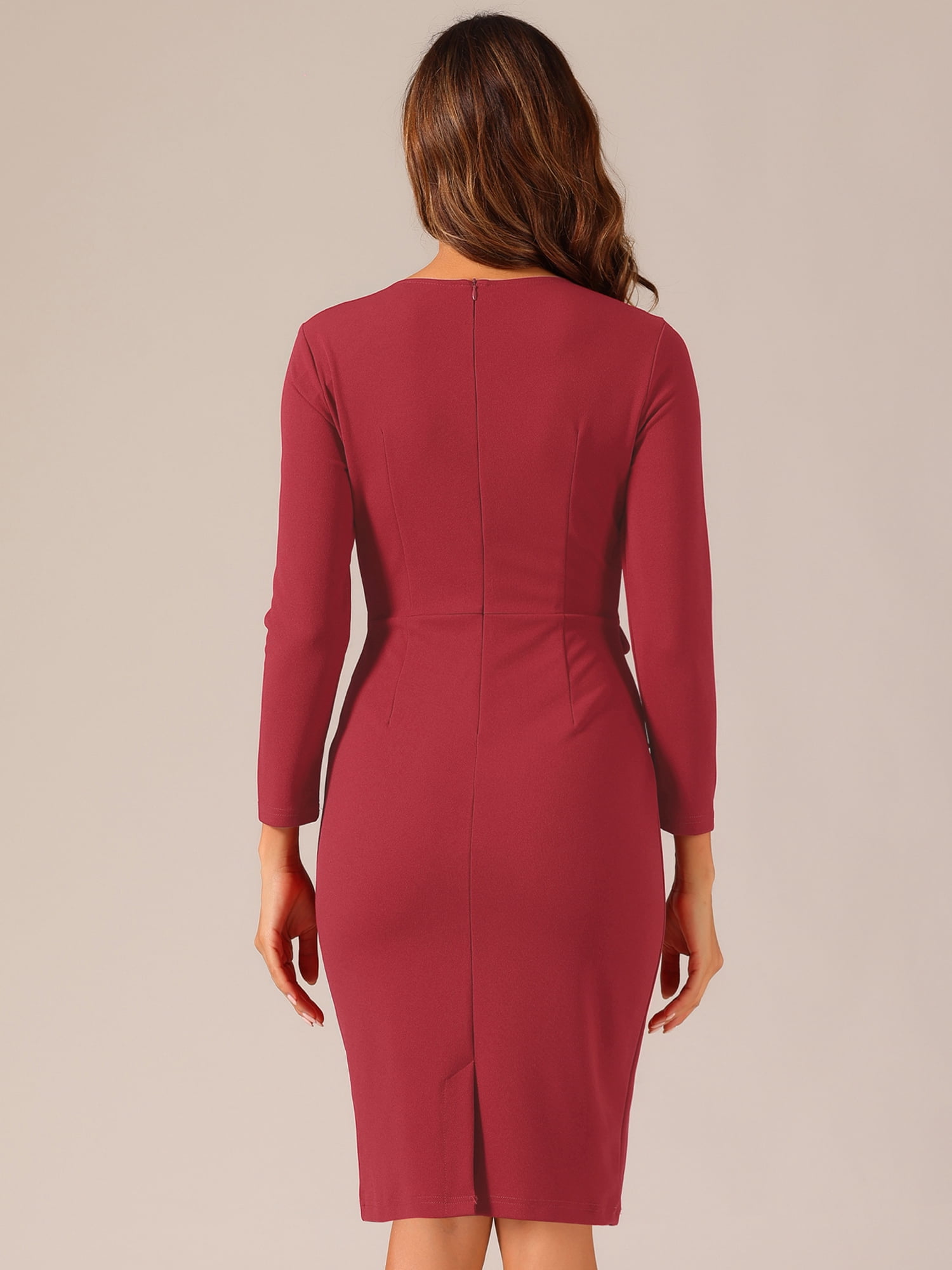DARING DIVA Bodycon Round Neck 3/4 Sleeve Peplum Wear Sheath Dress M Red