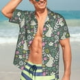 thumbnail image 5 of Lsque Retro Bunny Floral pattern Hawaiian Shirt for Men, Unisex Summer Beach Casual Short Sleeve Button Down Shirts-Small, 5 of 9